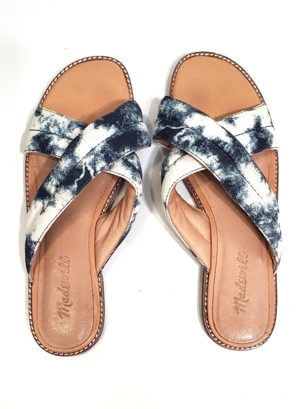 Madewell Skyler Tie-Dye Slide Sandals Navy White Tie-Dye 8